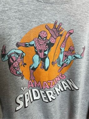 Marvel Spider-Man Graphic long sleeve- Gray with Pink & Teal Accents